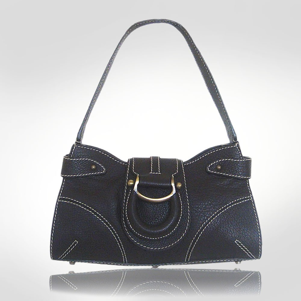 Etienne Aigner Ebony Leather Flap Handbag