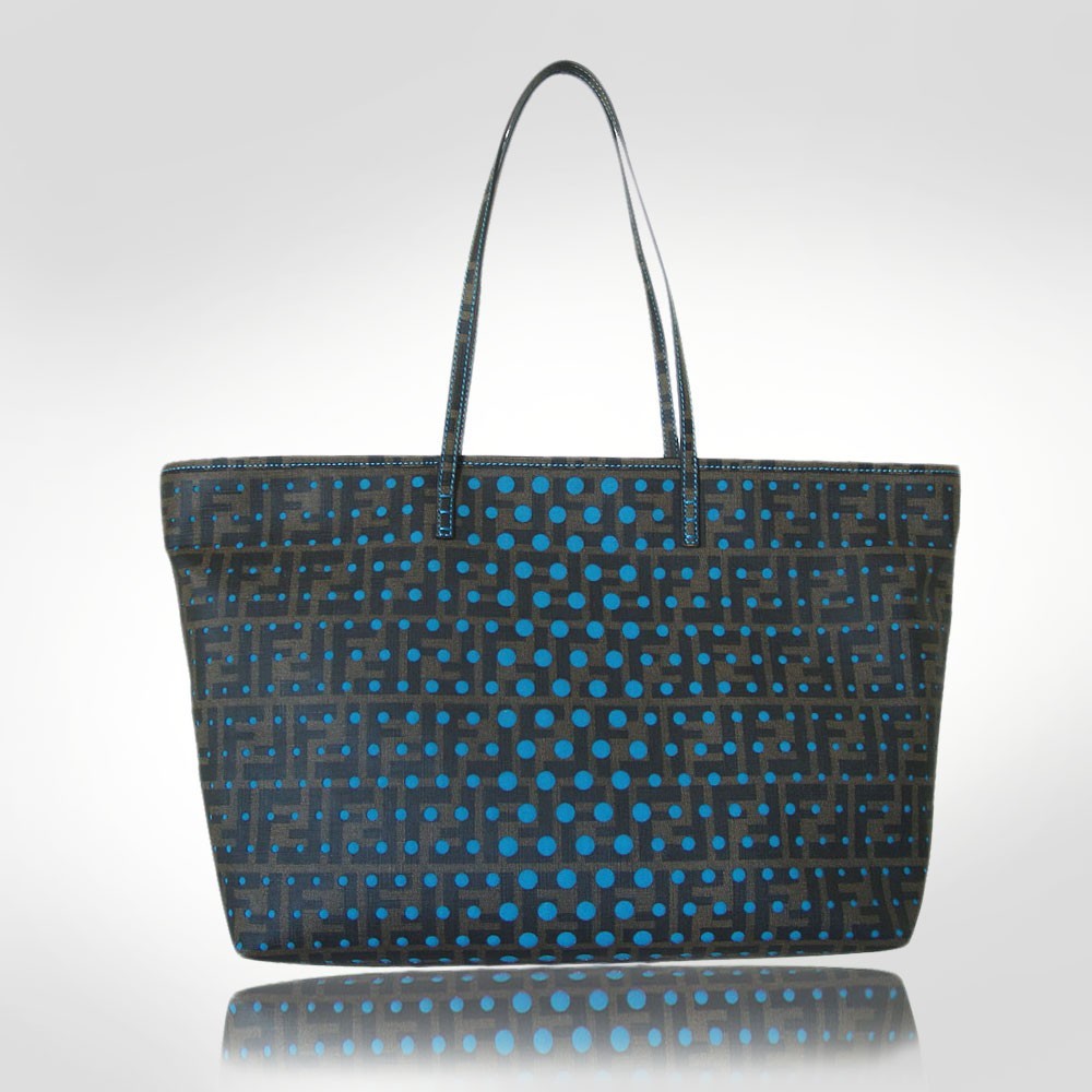 Fendi Blue Perforated Canvas Tote