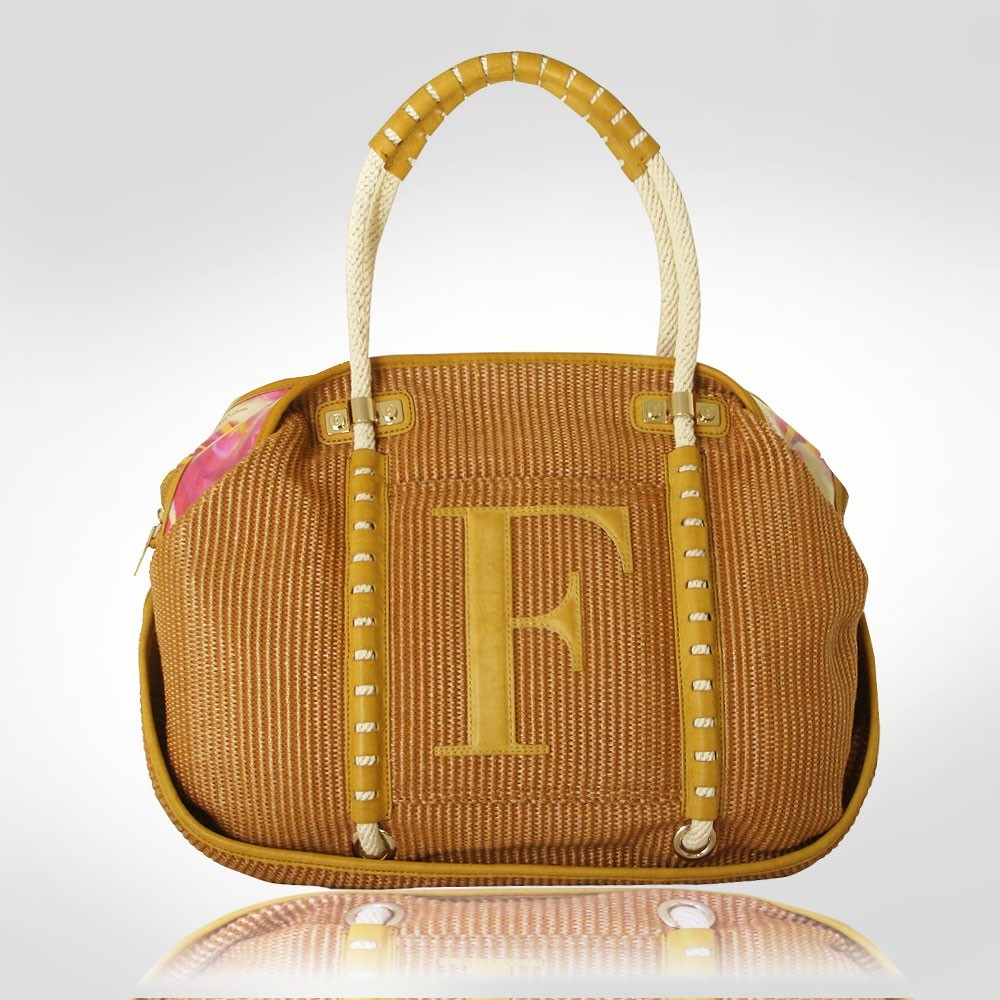 Ferre Milano Handbag Light Brown Rafia Large Tote