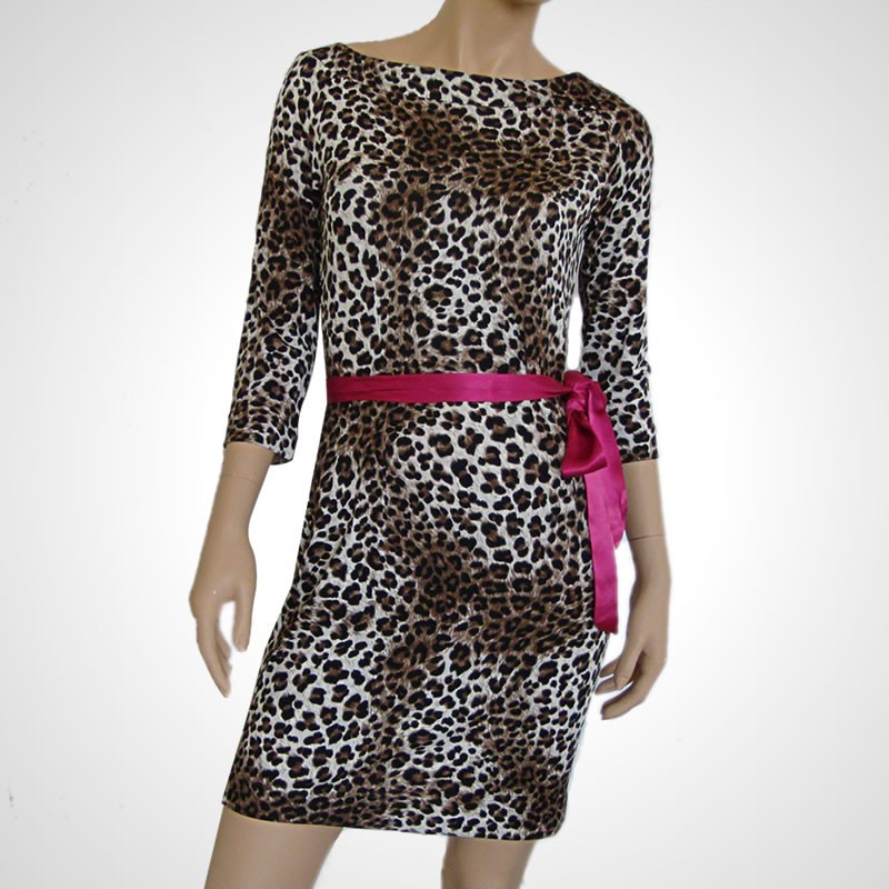 Guess Brown Leopard Design Dress - 06W770